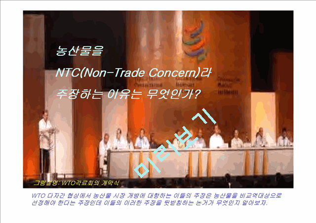 농산물을 NTC(Non-Trade Concern)라 주장하는 이유는 무엇인가?   (1 )